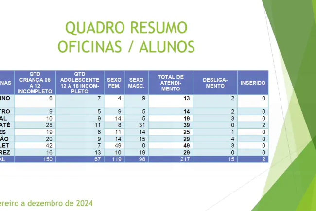 Atividades desenvolvidas pelo Instituto no ano de 2024
